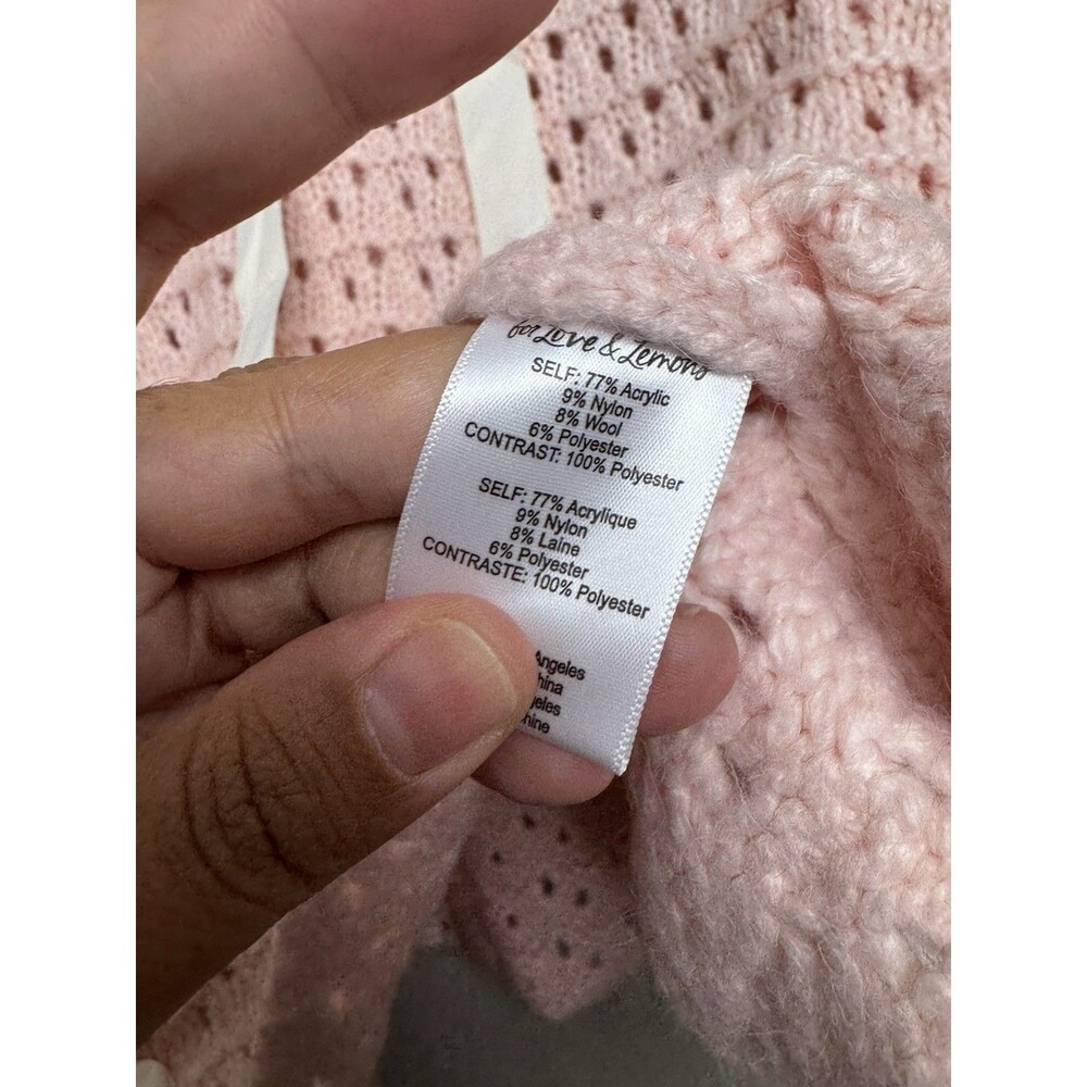 For Love & Lemons Womens Liberty Oversized Sweater Size XS Pink Ribbon Stiched - Picture 7 of 8